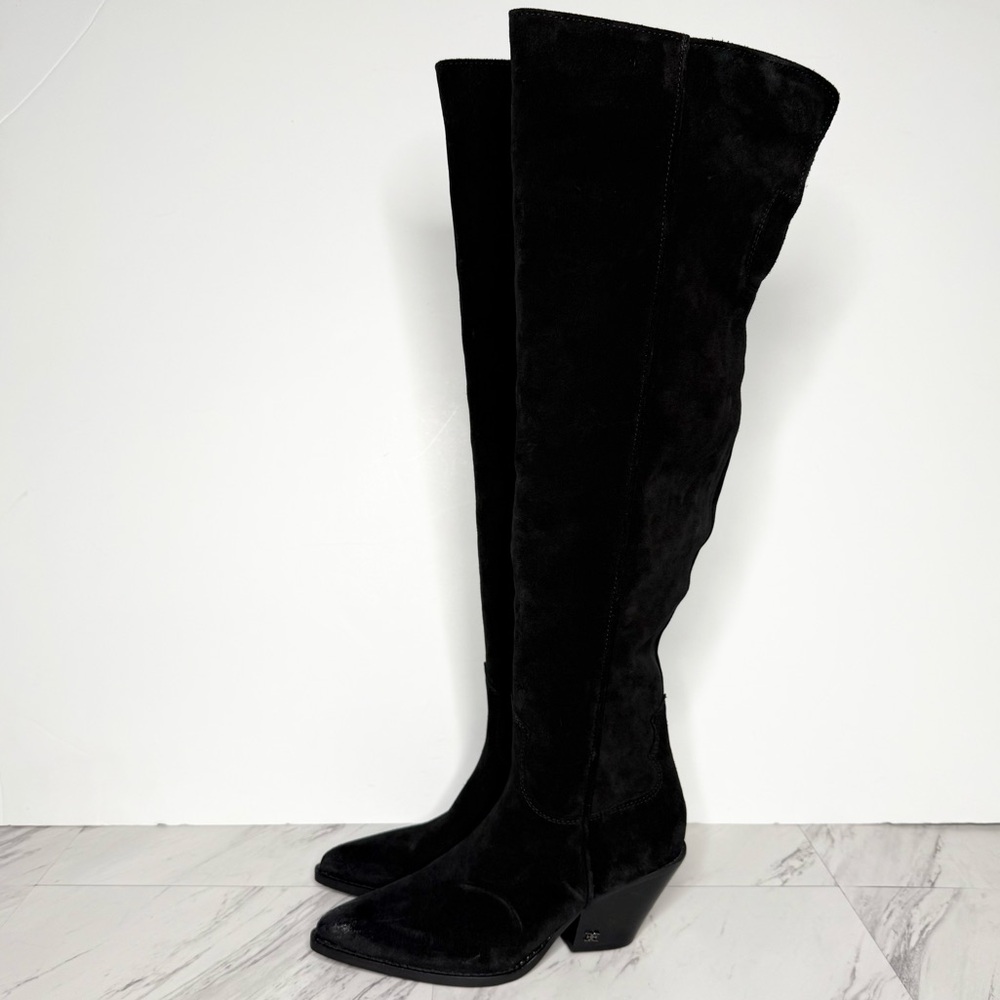 Sam Edelman Julee Black Suede Pointed Toe Tall Boot 6M